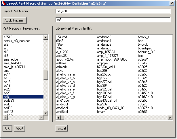 BAE Version 7.0: Schematic Editor - Symbol Logic Editor Dialog for Alternative Package Type Assignments